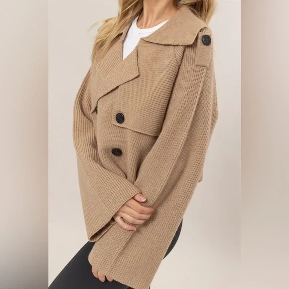 New Cropped Sweater Trench Size Small (fits like large) - Picture 5 of 8